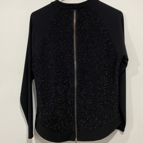Women’s Glitter Back Zip Up Long Sleeve Blouse - Komarov Black Size XS - Picture 2 of 6